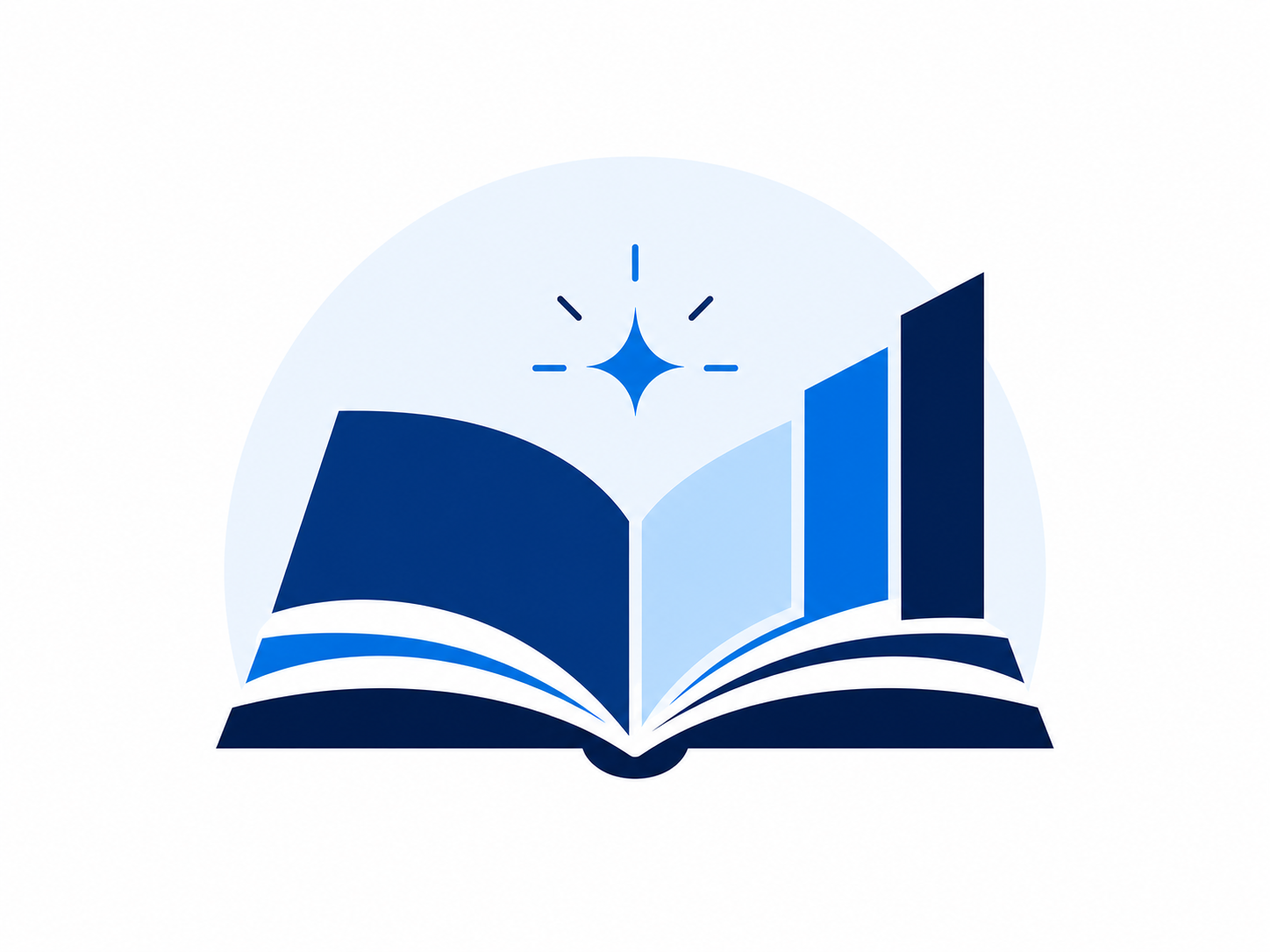 Ilustración minimalista de un libro abierto y módulos de aprendizaje